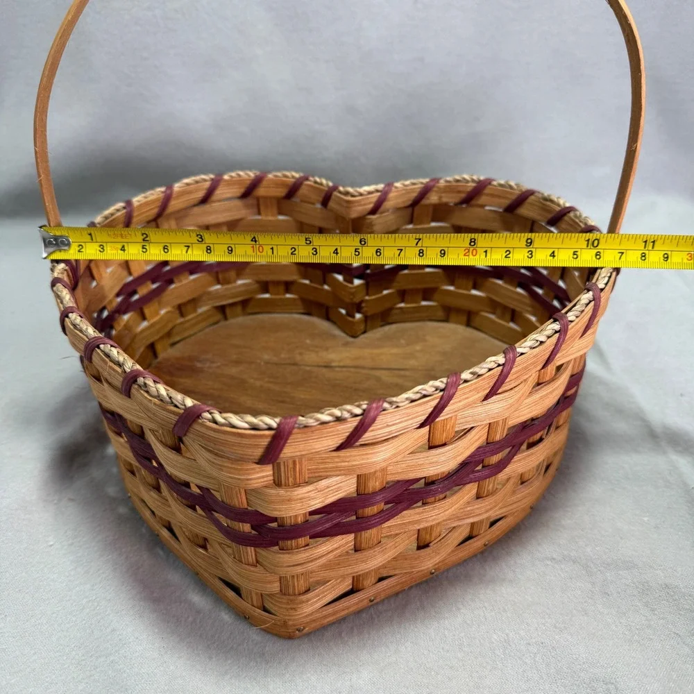 Amish Woven Heart Basket Signed John P. Hershberger Vintage Cottagecore Decor
